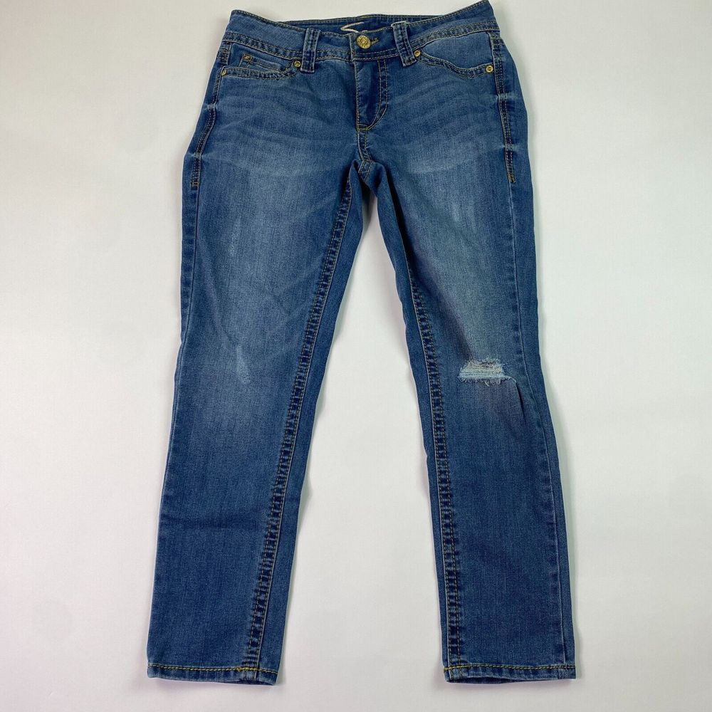 Seven7 Womens Jeans Size 4 Med Wash Straight Skinny Fit Blue‎ Denim Stretch